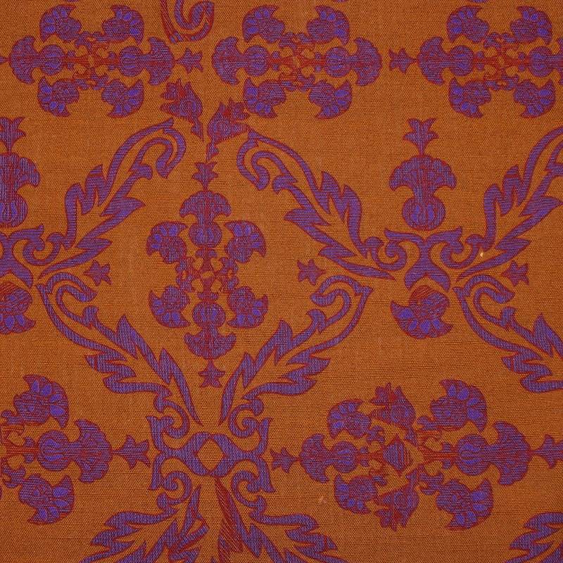 Red and mauve viscose and linen fabric - rust