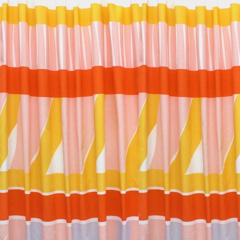 Tissu coton sergé graphique - orange et vert 