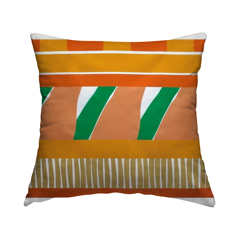 Tissu coton sergé graphique - orange et vert 