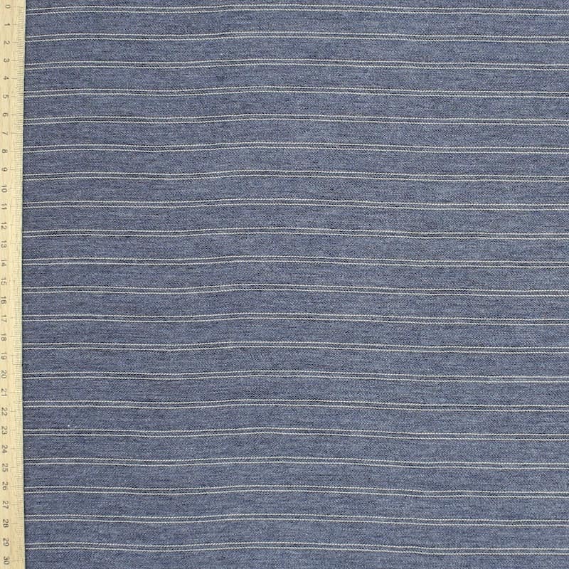 Striped fabric in viscose and wool