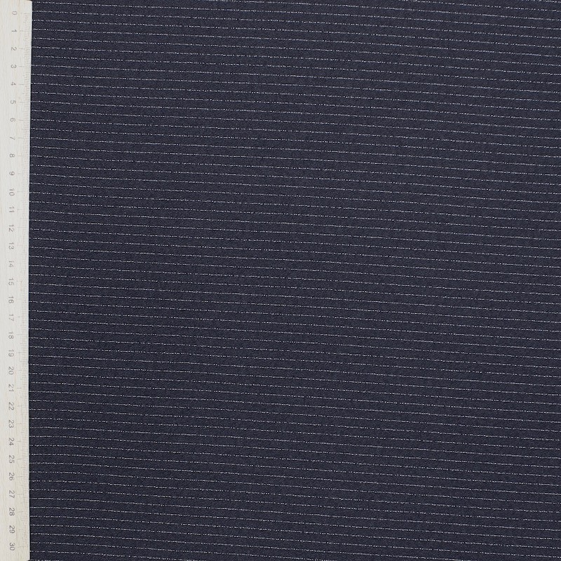 Crêpe fabric with thin stripes - navy blue