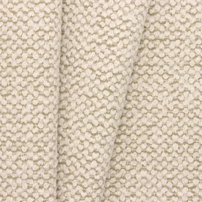 Tissu jacquard bouclette - beige et blanc