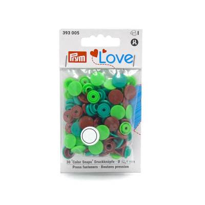 Prym Love green and brown press studs