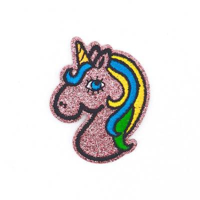 Glitter unicorn iron-on badge