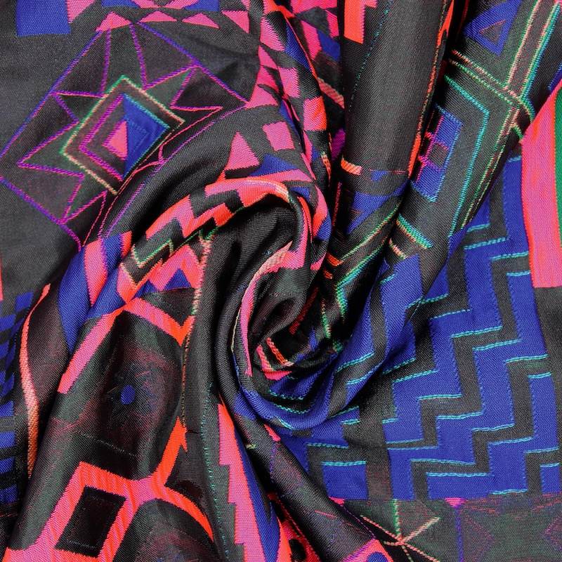 Double-sided geometric jacquard fabric - multicoloured