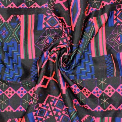 Double-sided geometric jacquard fabric - multicoloured