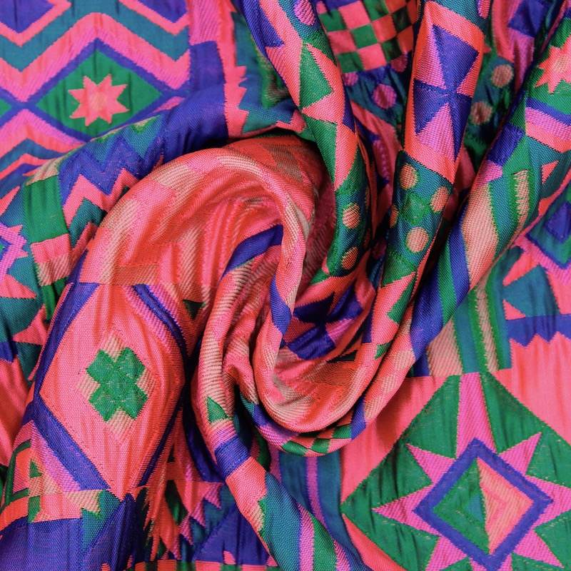 Double-sided geometric jacquard fabric - multicoloured