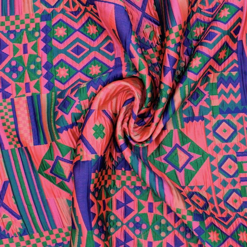 Double-sided geometric jacquard fabric - multicoloured