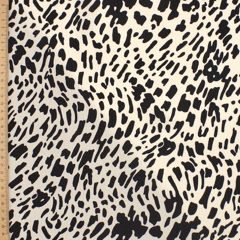 Animal print viscose fabric - black and off-white