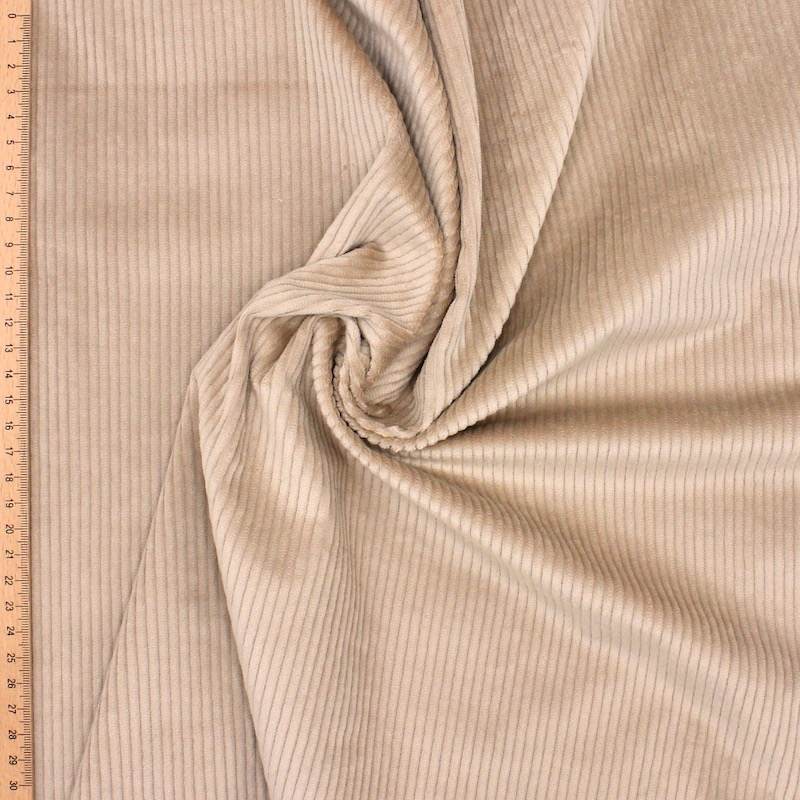 Tissu velours côtelé extensible - beige 