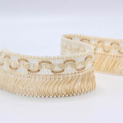 Viscose fringes - white and gold