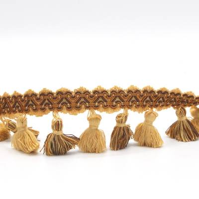 Braid with tassels - brown and gold