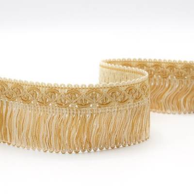 Viscose fringe - cream and gold