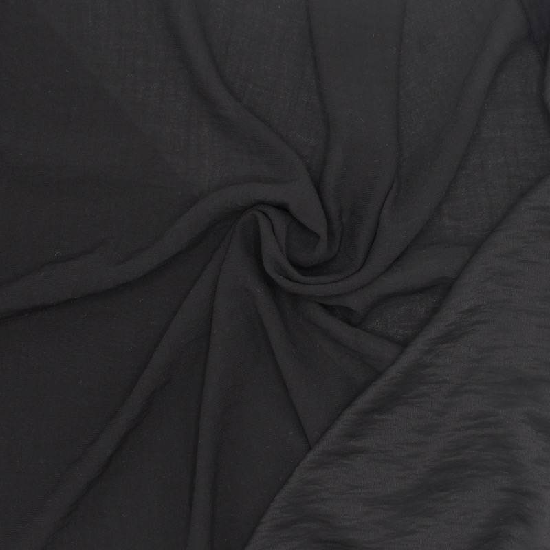 Tissu crêpe envers satin - noir