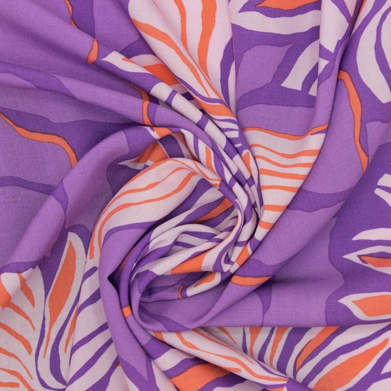 Floral printed viscose fabric - mauve