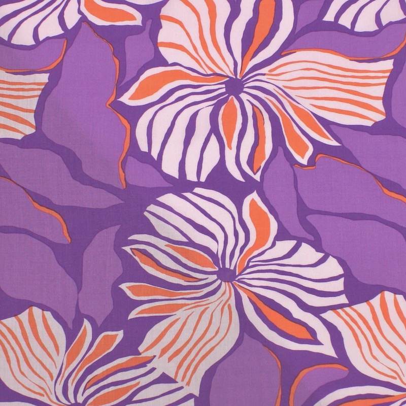 Viscose stof met bloemenprint - paars