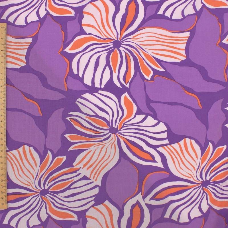 Floral printed viscose fabric - mauve