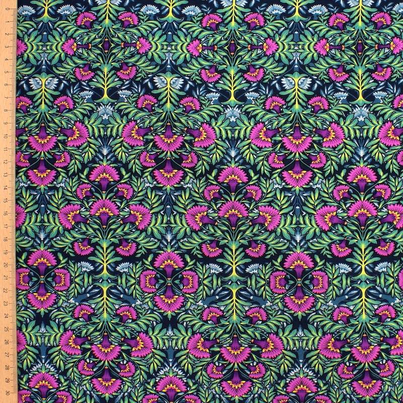 Tissu viscose imprimé floral - multicolore