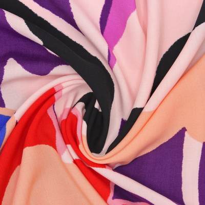 Graphic printed viscose fabric - multicoloured