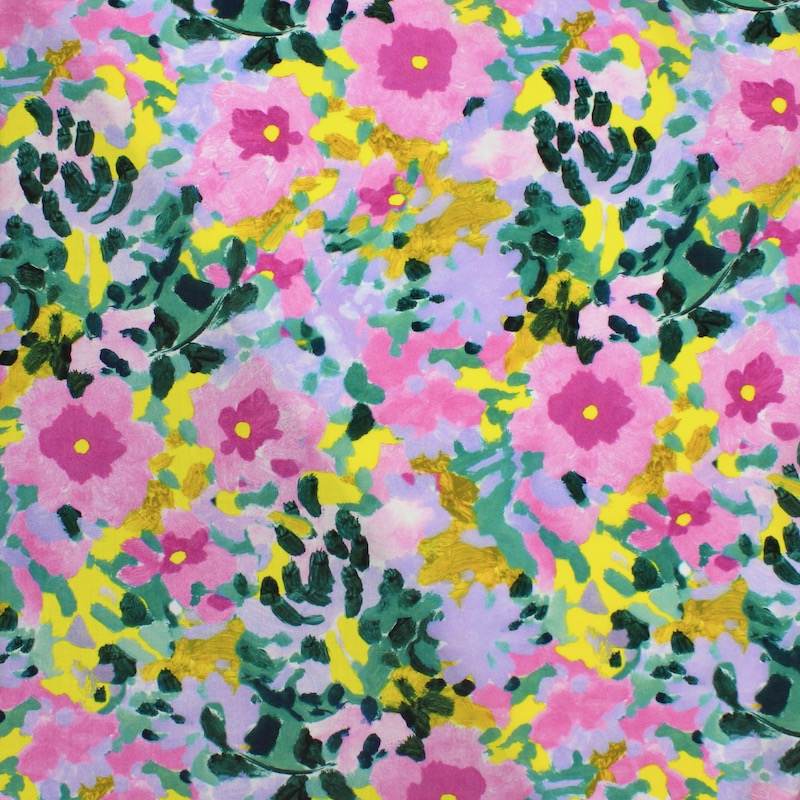 Tissu viscose imprimé floral - multicolore