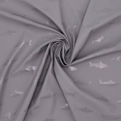 Shark print waterproof fabric - mouse grey