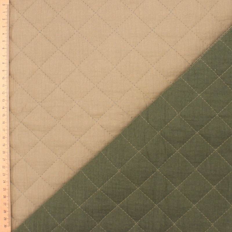 Double-sided quilted gauze - khaki and beige