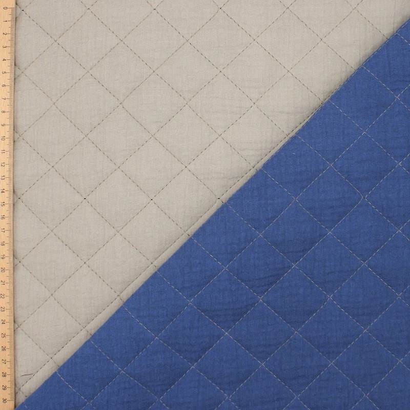 Double-sided quilted gauze - blue and beige