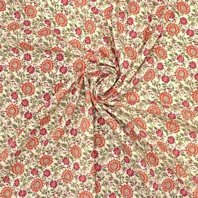 Floral printed viscose fabric - cream