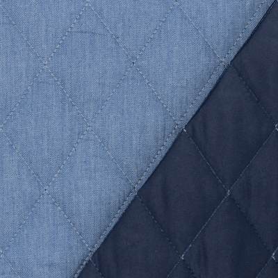 Tweekleurige gewatteerde stof - denim en marineblauw