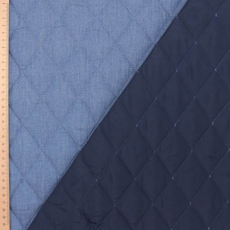 Two-tone quilted fabric - denim and navy