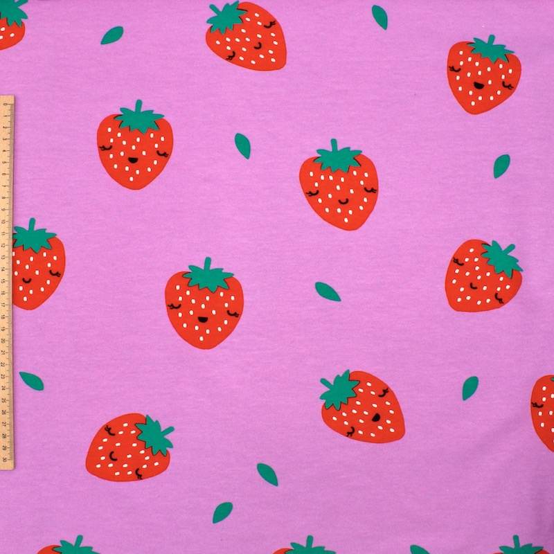 Strawberry print cotton sweatshirt fabric - parma