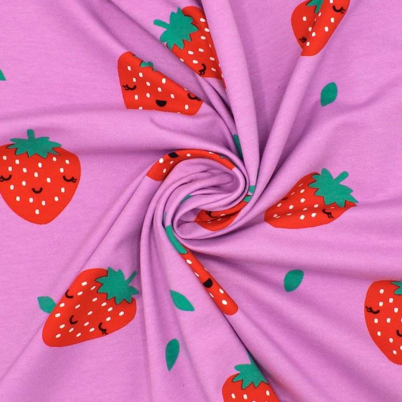 Strawberry print cotton sweatshirt fabric - parma