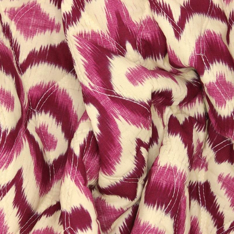 Tissu matelassé double face - écru, bordeaux et fuchsia 