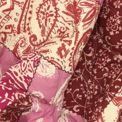 ouble-sided quilted fabric - ecru, burgundy and fuchsia