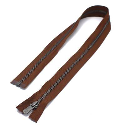 Separable YKK metal zip - brown