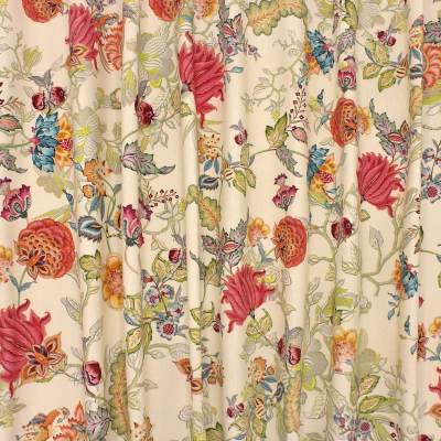 Flower-printed cotton fabric - cream