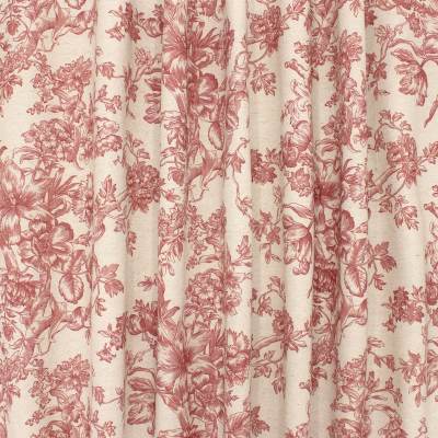 Toile de Jouy inspired upholstery fabric - ecru / red