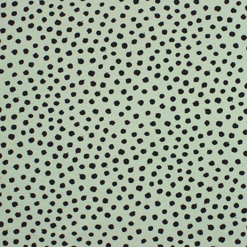 Jersey fabric with dots - sage green