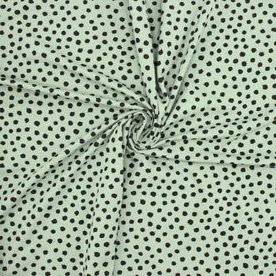 Jersey fabric with dots - sage green