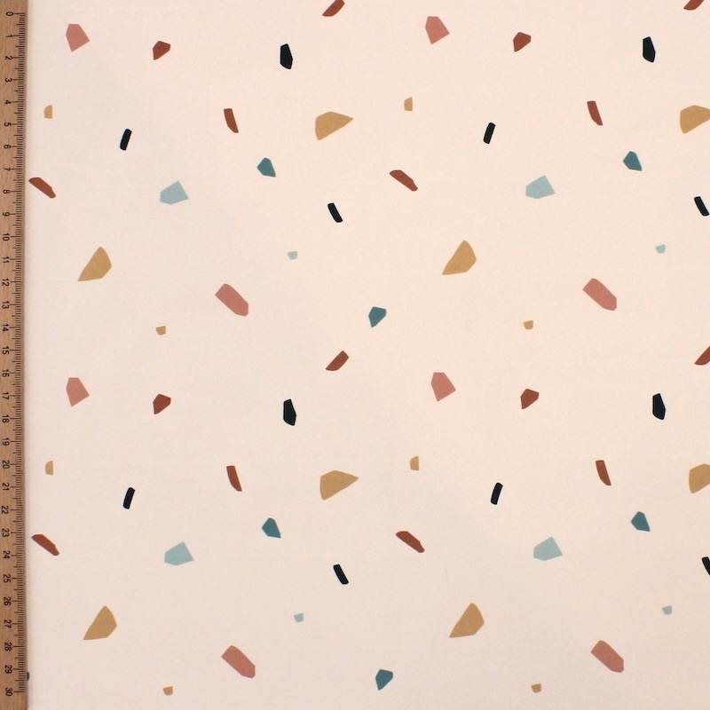 Terrazzo printed waterproof fabric - eggshell