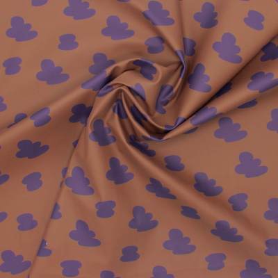 Cloud print waterproof fabric - brown