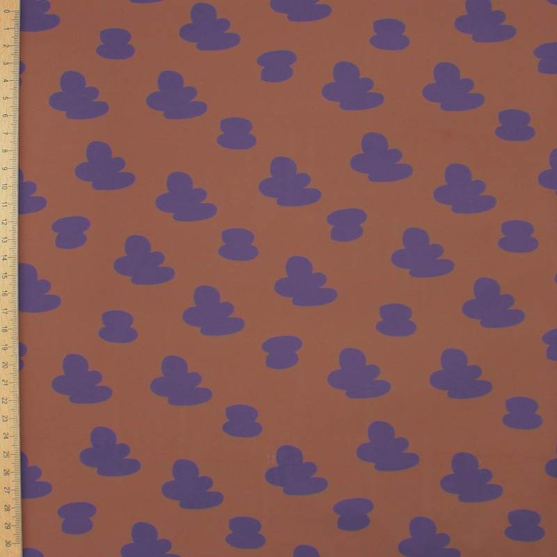 Cloud print waterproof fabric - brown