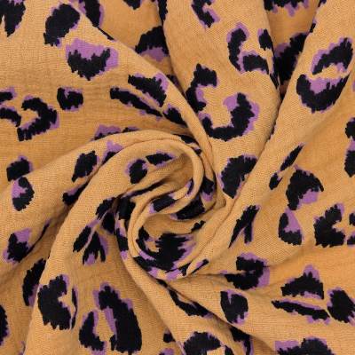 Leopard print double gauze - mustard