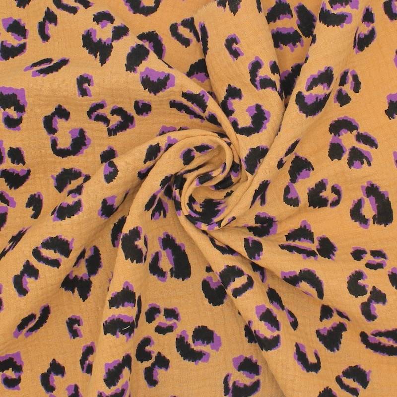 Leopard print double gauze - mustard