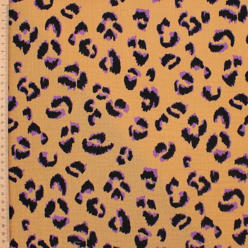 Leopard print double gauze - mustard