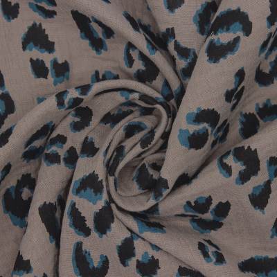 Leopard print double gauze fabric - brown