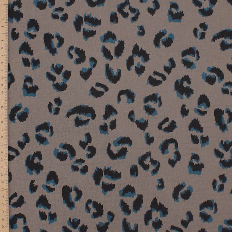 Leopard print double gauze fabric - brown