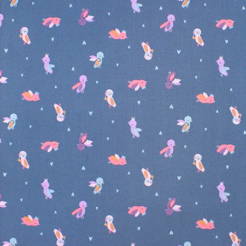 100% cotton bird fabric - blue