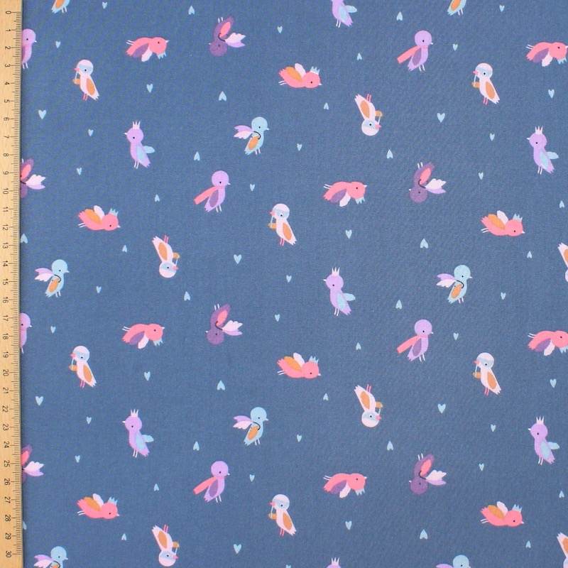 100% cotton bird fabric - blue