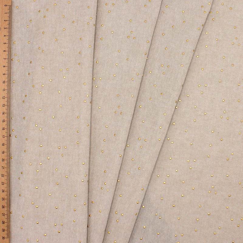 100% cotton fabric with golden polka dots - beige